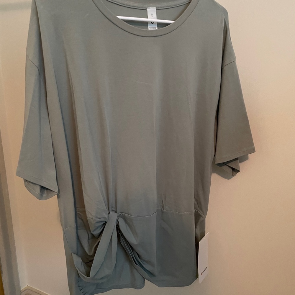 Lululemon Women's Twist-front Oversized-Fit Tee - Dark Jade Grey XL NWT
